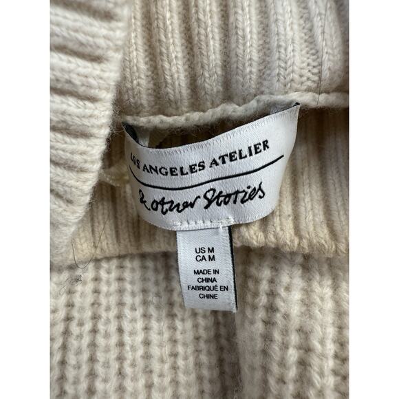& Other Stories Cream Wool Knit Maxi Sweater Dress Long Sleeve Size L - Picture 11 of 12
